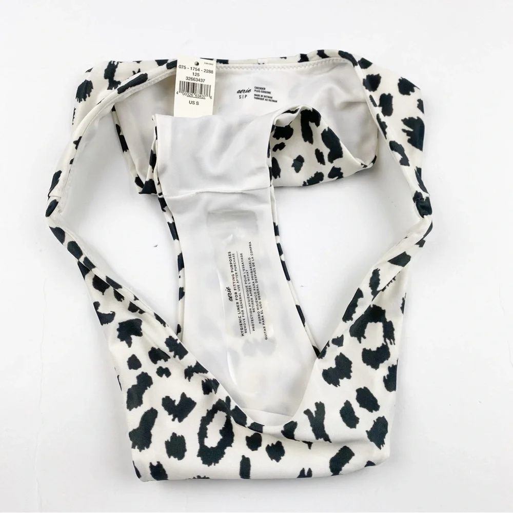 Aerie Super High Cut Cheekier Bikini Bottom Animal Print Size S NWT